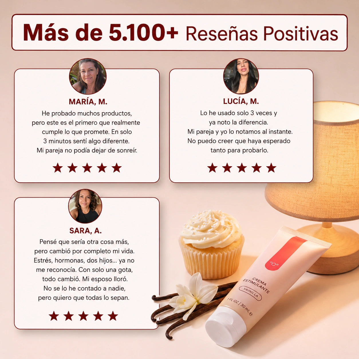 Crema Estimulante con Glaseado de Vainilla