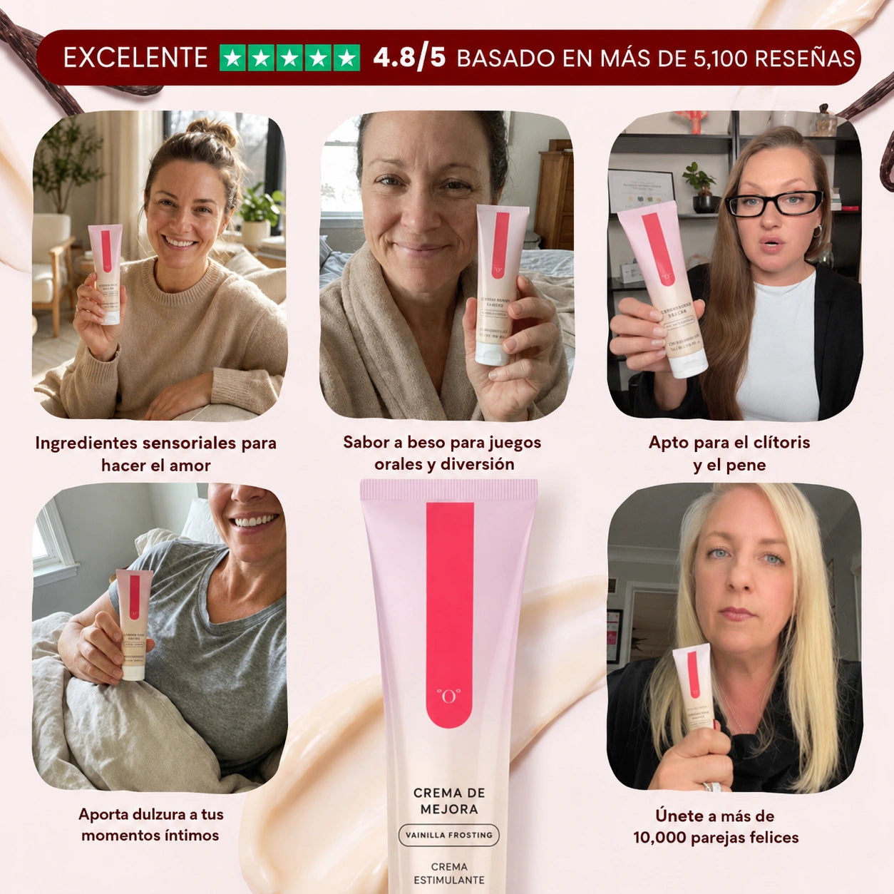 Crema Estimulante con Glaseado de Vainilla