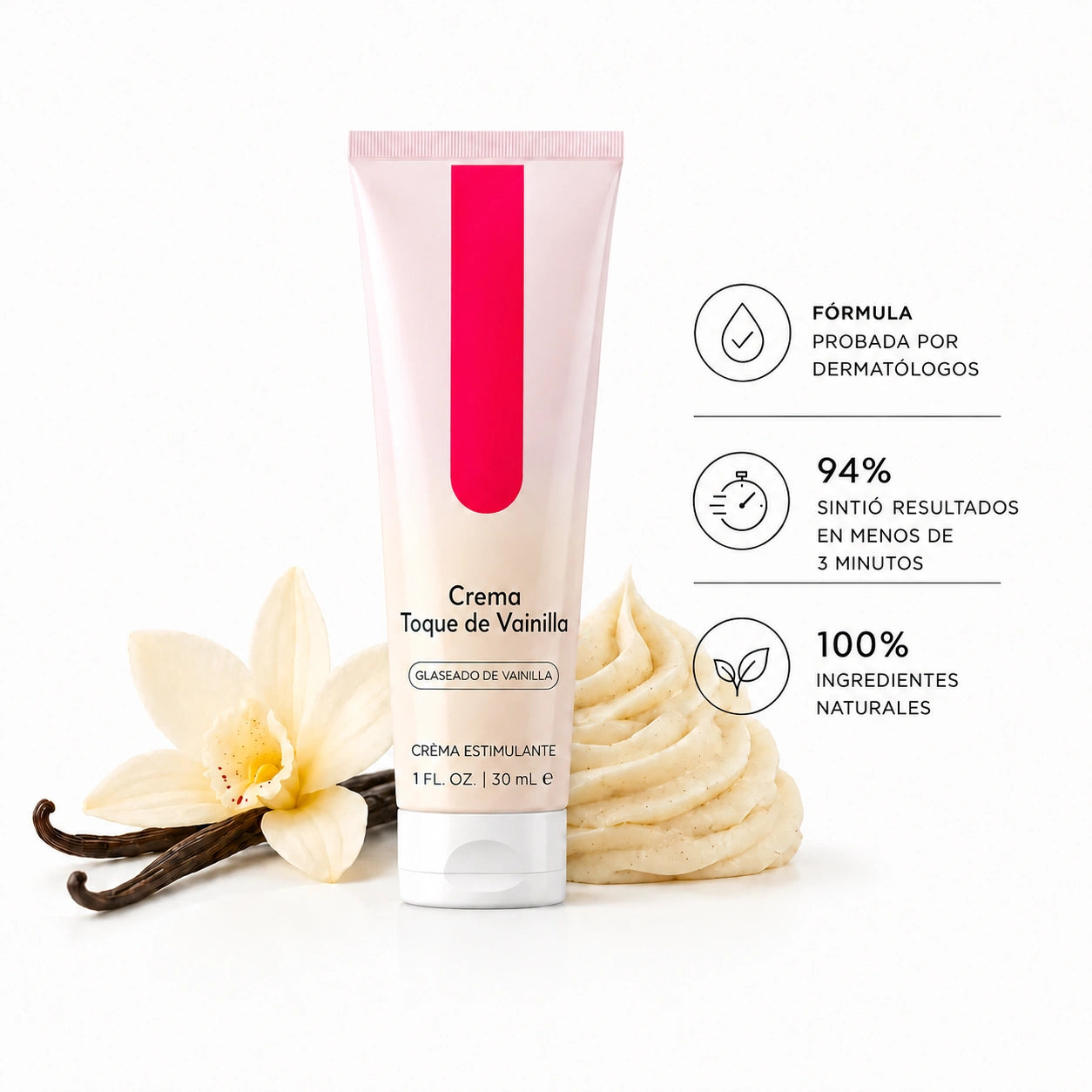 Crema Estimulante con Glaseado de Vainilla
